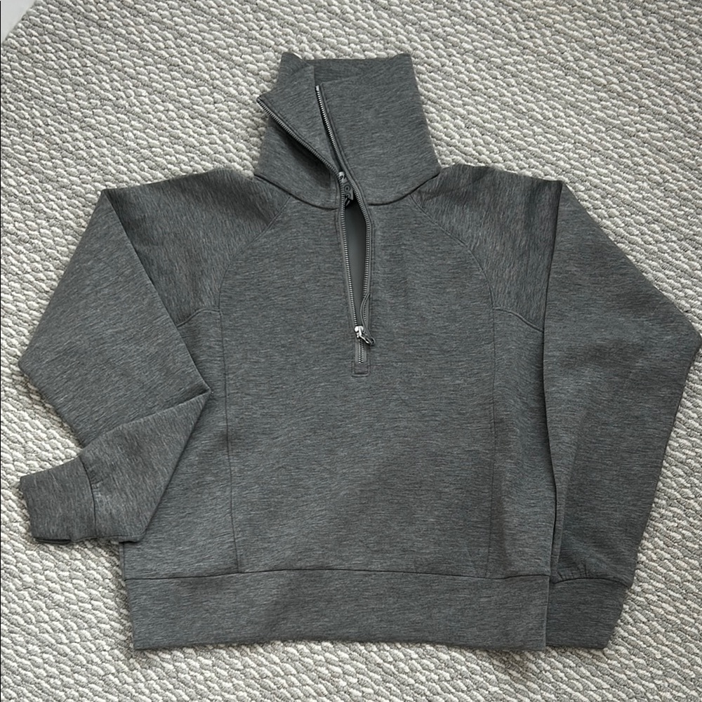 NWOT SPANX Heather Gray Air Essentials half zip